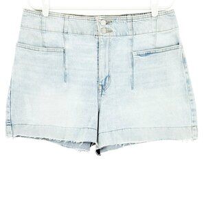 M Jeans Women's Blue A-Line Shortie Denim Shorts Size 16 High Rise Raw‎ Hem NWOT